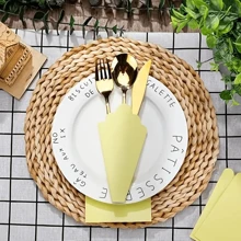 20pcs 16*16cm Yellow, Dusty Rose, Blue Semicircle Ruffle Trimd Cocktail Napkins, Disposable Paper Napkins Suitable For Daily Use, Lunch, Dinner, Gathering, Wedding, Birthday, Party And Other Occasions