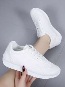 Sapatos Femininos Casuais de Bico Redondo com Cadarço, Respiráveis, Tênis de Moda Novos de 2023