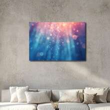 1 pieza, Fondo submarino abstracto con burbujas y rayos de luz, lienzo original, arte de pared, decoración de pared de sala de estar, dormitorio, baño, impresiones de arte de pared enmarcadas, cuadros colgantes, decoración del hogar, festivales. Home Deco 3