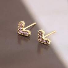 1 paire de boucles d'oreilles cloutées au cœur mini élégantes et à la mode en zircone cubique, avec plusieurs couleurs, pour le port quotidien, les rendez-vous, les cadeaux de la Saint-Valentin pour femmes