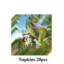10/20/50pcs Disposable Dinosaur Themed Party Supplies, Suitable For 1st Birthday Party, T-Rex Themed Tableware Decor, Birthday & Picnic