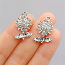 10 件豪华合金水钻向日葵吊坠，DIY 珠宝配件，适用于手链、项链、耳环、钥匙扣 - 彩色 - 查看 10