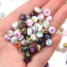 100pcs/Pack Acrylic Square & Flatround Letter Loose Beads, Fashion Cute Colorful Plated, Neon Colors, Multi-Choice For DIY Bracelets, Necklaces, Jewelry, Phone Charms, Keychains Making, Wholesale Beads