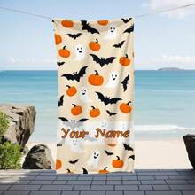 [1pc] Customized Ghost Print Beach Towel, Super Absorbent Quick Dry Swimming Towel, Ideal For Beach, Swimming, Outdoor Camping Travel, Essential Beach Gear Summer,Holiday