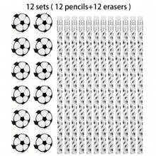 12 Pcs Sports Pencils And 12 Pcs Sports Ball Erasers Fun Wooden Pencils With Sports Eraser For Sports Themed Birthday Party Favors Office Supplies (Soccer),Christmas - White - View 12