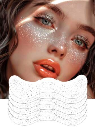 6 Bögen Glitzer Sommersprossen Silber Glitzer Sommersprossen für Frauen Glitzer Sommersprossen Gesichtstattoo wasserfest, geeignet für Tanz, Musik und Partys Make-up