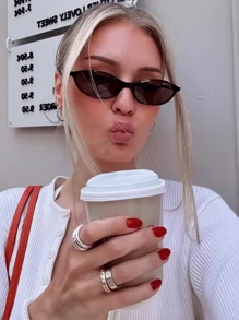 Retro Fashionable Full Rim Fashion Glasses, Versatile New Style For Summer Beach Vacation,Outdoor,Travel Shades Casual Style Oval Frame For Going Out Outfit,Back To School - Tortoiseshell - View 6