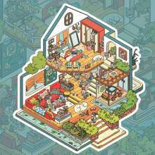 1 Set Large Size 3D Imaginative Series Decorative Stickers For Miniature House Scenes, Pixel Game Stickers Series For Microfoam House Scene, DIY Crafts And Wooden Phone Case/Notebook 3D Decoration, No Cutting Required, Back To School Themed
