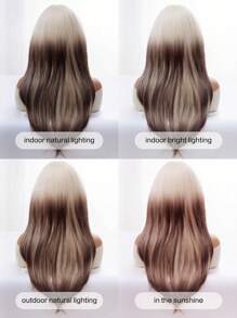 1-Piece Synthetic Heat-Resistant Chocolate Brown-Green Ombre Wig With Bangs 24 Inches Long Fully Machine-Woven Natural And Realistic Mermaid-Style Wig