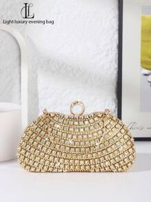 1pc Women Diamond Decor Clutch Bag, Fashion Handbag, Shoulder Bag, Luxury Custom Evening Bag, Suitable For Wedding, Party, Gathering, Banquet, Model, Birthday, Valentine's Day Gift