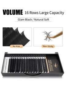 Winky Beauty 16 Rows Volume Eyelash Extensions D Curl Natural Classic Matte Black Fake Lashes Russian Soft Personal Artificial Mink False Lashes Premade Premium Cashmere Feel Individual Beauty Salon Lash Trays Stylists Lash Clusters,Eye Lash Clusters,Individual Eyelashes,Lashes,Fake Lashes - View 4