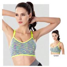TRUMOVE Brassiere Deportivo para Mujer en Diversos Colores Sin Armazón Antichoque Absorbente Transpirable y con Absorción y Evacuación de Sudor Ropa Deportiva Superior para Mujer,top deportivo mujer,ropa deportiva de mujer,tops deportivos para mujer,top deportivo,tops de mujer,gym,brassieres de mujer - Amarillo - Ver 2