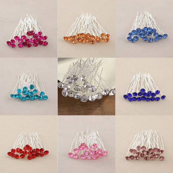 20 piezas de nuevo tocado nupcial de mujer hecho a mano con incrustaciones de diamantes, prendedor de horquilla, peinado en forma de U, peineta nupcial, sencillo y versátil para uso diario, básico para boda y temporada escolar, set de diadema