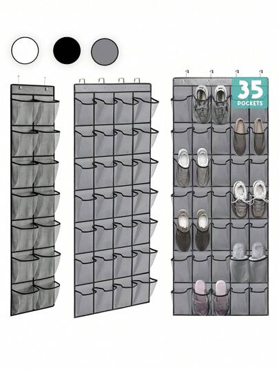 1pc Over The Door Shoe Organizers 14/28/35 Mesh Pockets Hanging Shoe Organizer Shoe Rack For Closet Entryway Bedroom Bathroom Pantry Shoe Holder For Men Sneakers, Women High Heeled Shoes, Flip Flops