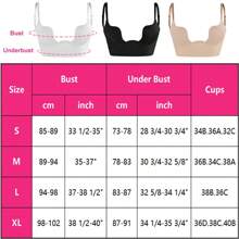 Backless Women Push Up Bra Super Boost Sexy Deep U Plunge Bra Invisible Underwear Body Shaper Shapewear Gathering Low Back With Transparent Shoulder Straps - 米色 - 查看 11