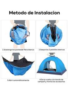 Tiendas Casa Campaña 3 Personas/gran Espacio /fácil Instalar - Neblina azul - Ver 6