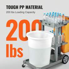 Cleaning Cart, 3-Shelf Commercial Janitorial Cart, 200 Lbs Capacity Plastic Housekeeping Cart, With 25 Gallon PVC Bag And Cover, 47" X 20" X 38.6" - Grey, With PVC Bag - View 3