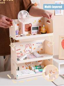 办公桌收纳盒，宿舍书桌文具收纳盒，化妆品收纳架