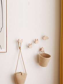 1 件北欧风格创意木质衣架挂钩，卡通星月动物形状木质墙钩，浴室家居装饰挂钩，抽屉旋钮家居浴室装饰浴室收纳秋季装饰返校 - 彩色 - 查看 4