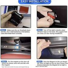 2pcs Car LED Decorative Lights, Battery Powered Car Door Logo Projection Lights, Wireless Atmosphere Lights For Car Modification, Easy Installation, Suitable For Sedans And SUVs - Black - View 9