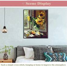 SNA 2025 Nowy styl Słoneczniki Kwiaty Wazon Diy Krzyż Zestawy do Haftu 11CT Druk Tkanina Krzyż Haft Haft Zestawy do Haftu Haftu Wystrój Domu Rękodzieło Prezent