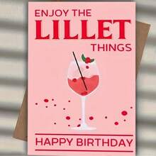 1 tấm thiệp chúc mừng sinh nhật kèm phong bì - Enjoy The Lillet Things, thiệp giấy màu hồng cho bất kỳ ai, bưu thiếp mừng sinh nhật - Nhiều màu - Xem 14