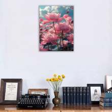 Décoration de cuisine moderne, affiche de carte du monde, champ de fleurs de lotus, belles fleurs modernes, impressions sur toile, peinture pour la maison, prête à accrocher, adaptée à la peinture décorative dans le salon et la chambre à coucher, (rose)