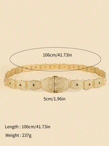 1 件时尚 R 字母水钻金属金色链条腰带，适合女士，适合婚礼、派对、度假，可拆卸和可调节长度 - 腰帶 - 查看 5