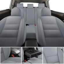 GXT Custom Fit Seat Covers For Tiguan L 2018 2019 2020 2021 2022 2023, Faux Leather Water-Resistant Seat Cushion, Custom Car Seat Protector Full Set (Grey)(Applicable To Fuel Vehicles) - 5 Seats In Total (two Seats In the Front Row + Three Seats In the Back Row) - View 4