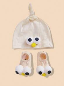 1 Set Bebé 0-1 Años Sombrero Cute Ojos Grandes Multicolor, Set de Sombrero y Calcetines de Bebé, Lindo Set de Calcetines Princesa y Gorro de Primavera/Verano para Uso Diario Recién Nacido