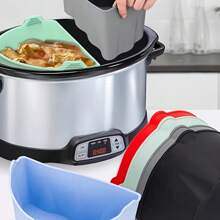 Reusable Silicone Slow Cooker Dividers, Easy Clean, Waterproof Liners For Kitchen Use, Red/Black