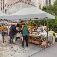 CAROMA Pabellón de 3 x 4,5 m, impermeable, estable, resistente al invierno, con 4 paredes laterales, carpa plegable emergente para fiestas, pabellón de jardín con protección solar plegable para playa, bodas, camping con bolso (3 x 4,5 m, gris)
