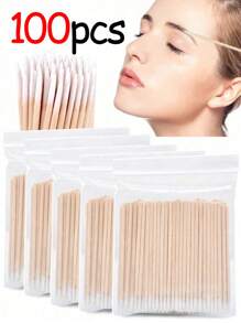 1000 支/包一次性木制微型睫毛膏棒不起毛，睫毛延长工具和胶水去除剂，迷你化妆刷