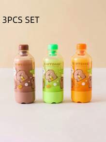1pc/3pcs Random Colors Carpe Diem Multi-Function Juice Bottle Erasers, Candy-Colored Creative Design, Suitable For Students, Perfect Gift, School Supplies, Back To School