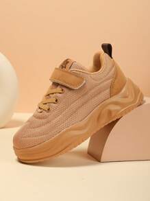 1 双采用 PU 钩环设计的儿童运动鞋，适合大男孩的透气户外运动鞋，以及中大女孩的运动鞋 - 棕色 - 查看 2