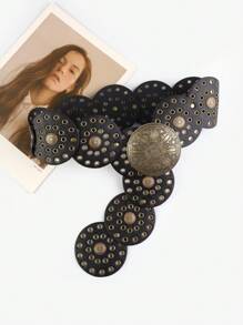 1pc Retro Bohemian Faux Leather Vintage Women Belt, All-Season Cowgirl Western Style Summer, School Fall, Autumn, Halloween - Coffee - View 4