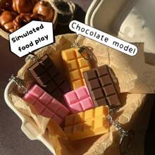 1 pieza de llavero de chocolate realista y lindo, decoración de bolso, regalo, estilo aleatorio - Multicolor - Ver 1