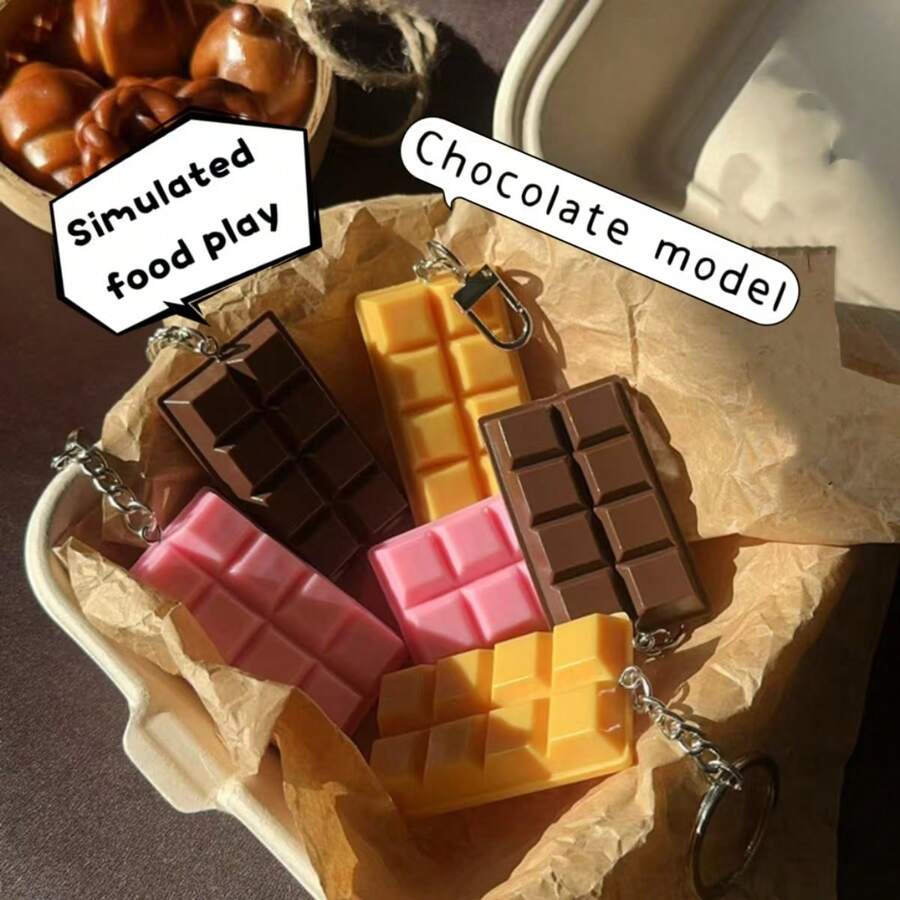 1 pieza de llavero de chocolate realista y lindo, decoración de bolso, regalo, estilo aleatorio - Multicolor - Ver 1