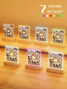 1pc Custom Couple Collage Photo Led Night Light, Personalized Acrylic Night Light With Photo & Text, Custom Photo Lamp, Personalized Photo Collage LED Light, Couple Picture Frame, Personalized Photo Collage Gift For Mother's Day, For Birthdays, For Children's Day, For Father's Day, For Graduation, For Weddings, For Housewarming Living Room, Bedroom, Office, Tea Room, Home, Bathroom, Dining Room, Valentine Day, Valentine Day Decor