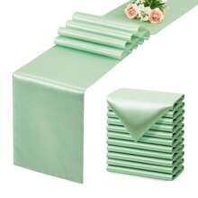 12pcs Navy Blue Table Runners, Satin-Like Smooth Silk Decorations For Weddings, Banquets, Parties, Restaurants - Royal Blue - View 6