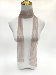 1pc Women's Accessory Diamond Decor Small Scarf, Can Be Worn With Dresses Or As Waist/Head Belt For Different Occasions