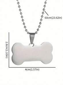 Fashionable Men's Stainless Steel Necklace With Dog Tag Bone Pendant - Avant-Garde Accessory - Silver - View 4