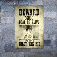 Billy Kid Wanted Poster,-1 Pc Wooden Framed Canvas Painting -  Thickness 2.25cm/0.9inch,Valentine's Day Decorations At Home,Valentine's Day,New Year,Home Gift Decoration, Room Decoration Aesthetic, Wall Decoration Art, Perfect Gift, Autumn And Winter Wall Decoration, Living Room Decoration, Bedroom Decoration, Kitchen Decoration, Entry Decoration, Bathroom Decoration, Direct Wall Painting, High Quality Wall Painting Poster ,Easter  Easter Decorations For Women