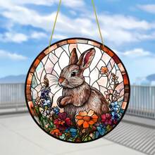 复活节兔子亚克力捕捉太阳装饰品，用于春季树挂，复活节快乐家居和派对装饰品，篮子填充物和礼物，适合儿童、家人和朋友 -2D
