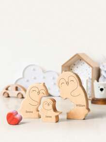 2/3/4/5 件可定制木制企鹅雕像，适合作为节日礼物、圣诞节礼物、情人节礼物、父亲节礼物、母亲节礼物、家庭纪念品礼物