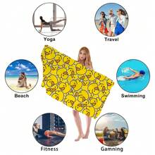 Telo da spiaggia in microfibra con disegno anatra di gomma, anatra gialla carina e assorbente, asciuga rapidamente, anti-sabbia, adatto per il nuoto, extra large