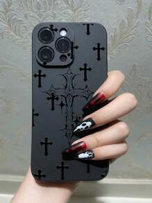 1 个简约十字设计防摔防滑黑色手机壳适用于 iPhone、Honor、Redmi、Galaxy A04e/A05s/A13/A14/A15/A34/A35/A50/A52/A53/A54/S21/S22/S23/S24/S25/S25Ultra、6A/7A/8A、12T/13T/14T - 黑色 - 查看 4