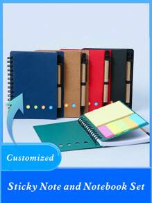 1pc (With Pen) Customized Text And Personalized Design Pocket Notebook & Memo Pad Set, Suitable For Work, Home Messages, Study Marking, Index Bookmarks, Office & School Supplies, Stationery Prizes, Back To School Gifts, Multi-Functional, Ornamental,Festive Calendar