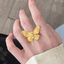 1 pièce Bague papillon anneau industriel lourd avec diamant brossé