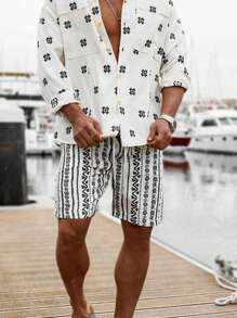 2025 Spring And Summer Fashionable And Versatile Black And White Contrast Color Casual Holiday Style Men's Beach Pants - Multicolor - View 3